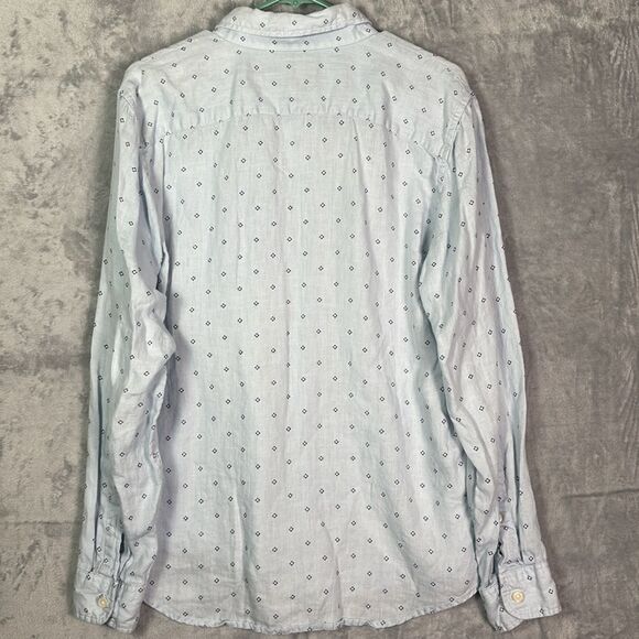 Abercrombie & Fitch Light Blue Polka Dot Linen Button Up Long Sleeve Size Medium - Picture 10 of 10